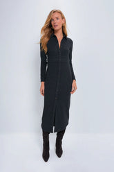 Heathered Black Twill Legend Sweater Maxi Dress